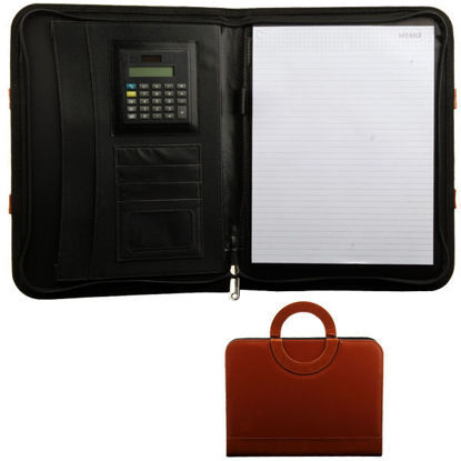 Picture of Portfolio Leather Hand Sewing Zipper + Calculator Model 828