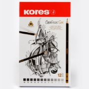 Picture of Pencil set 12 pieces + metal box Kores Model 92162