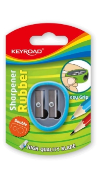Show details for Double-Hole Rubber-Coated Sharpener with Silicone Cover, Metal Body and Blade – Keyroad Model KR970531 Picture of Double-Hole Rubber-Coated Sharpener with Silicone Cover, Metal Body and Blade – Keyroad Model KR970531