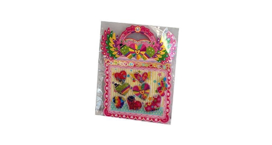 Picture of Embossed Stickers With Water Toy\ Card, Heart Shaped - 2440-24