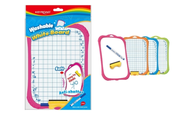 Image de Ardoise Double Face avec une Surface Blanche et une Face à Carreaux en Couleurs Multiples – Keyroad Modèle KR971328
