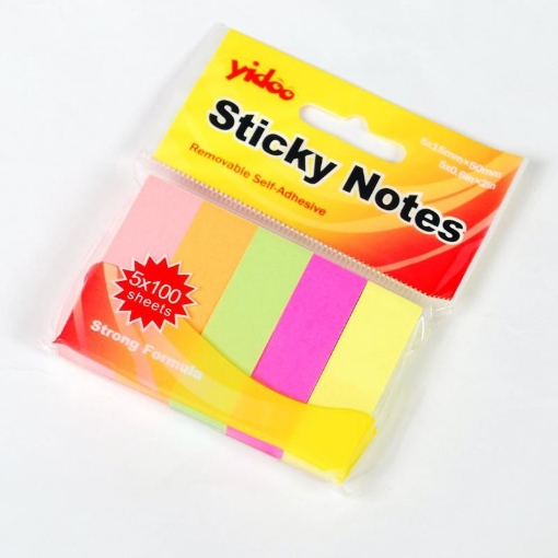 Picture of Sticky Note Five Colors 50x15 mm 100 Sheets Each Color - Yidoo Y025