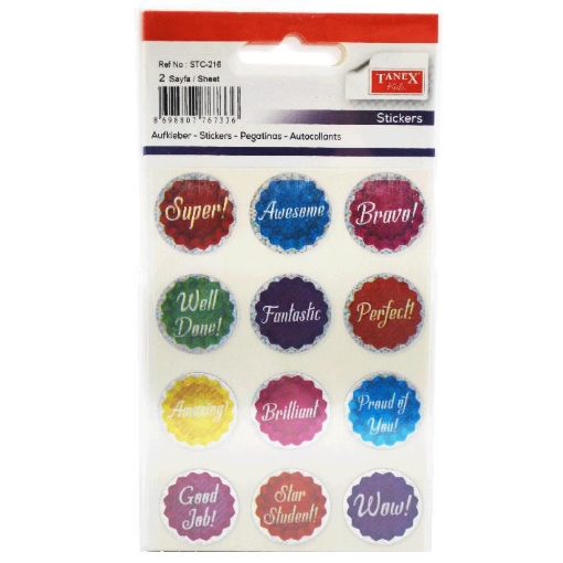 Picture of Multi-Shape Sticker 12 pieces, 2 Sheets – Tanex STC216 