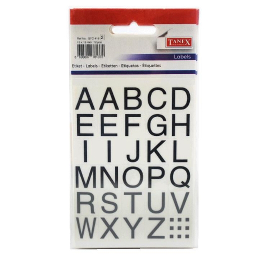 Picture of English Letters Stickers 30 Pieces 2 Sheets Black - Tanex STC418