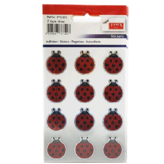 Image de Autocollants en forme de scarabée, Multicolore, 2 feuilles, 12 pièces - Tanex STC-202