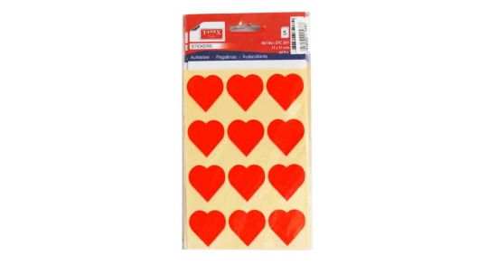 Picture of Kids Sticker Orange heart shaped 12 Pieces on 5 Sheets - Tanix