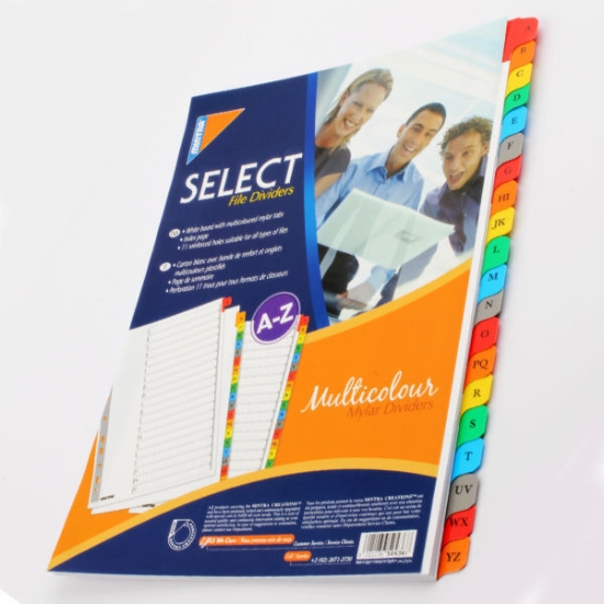 图片 迈拉分隔板纸板，带塑料舌头和颜色 - 字母A-Z - Mintra