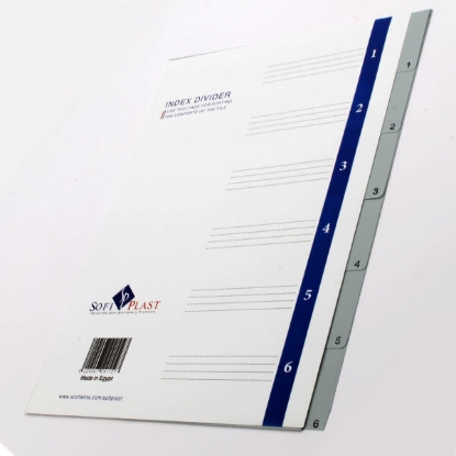 Picture of Plastic Index Dividers, Numbers 1: 6 Grey - Sofi Plast