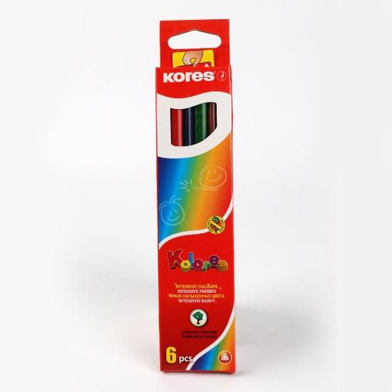 Image de Crayons en bois, triangle, Set de 6 couleurs, Kores No. 93306