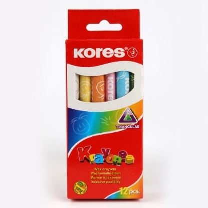 Picture of Crayon Color, Triangular head and cylindrical body 12 colors jumbo size Kores Model 33101