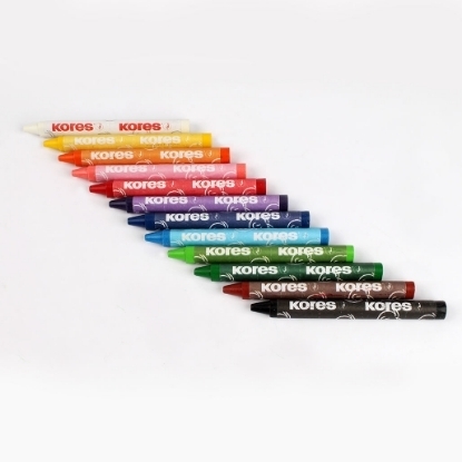 Picture of Crayon Color, Triangular head and cylindrical body 12 colors jumbo size Kores Model 33101