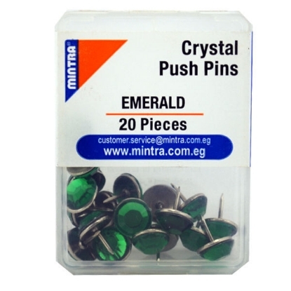 Picture of Crystal Push Pin 20 Pieces Emerald Color 24g - Mintra 95672