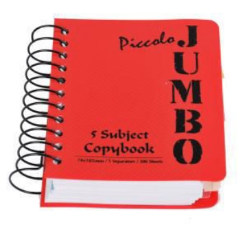 Show details for UNIVERSITY NOTEBOOK PICCOLO JUMBO WIRED 200 PAPERS 5 SEPARATORS LINED PLASTIC COVER A7 Picture of UNIVERSITY NOTEBOOK PICCOLO JUMBO WIRED 200 PAPERS 5 SEPARATORS LINED PLASTIC COVER A7
