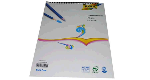 Image de Carnet de croquis Wire Blanc 12 Feuilles 1/4 Chick 50 x 35 cm 150 g - Folia.