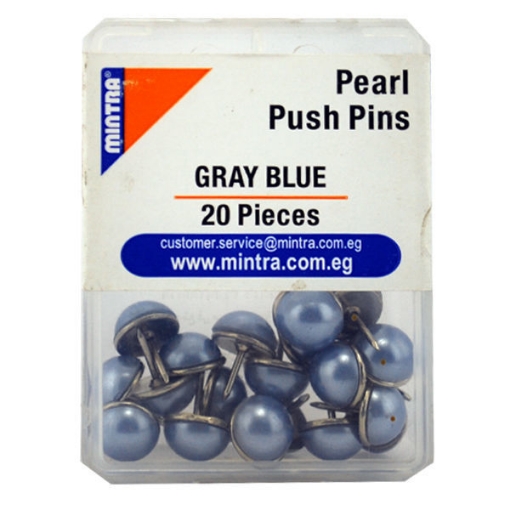 Picture of Mintra Office Pins Plastic Box - Pearl Gray Blue - 20 Pins Model 95645