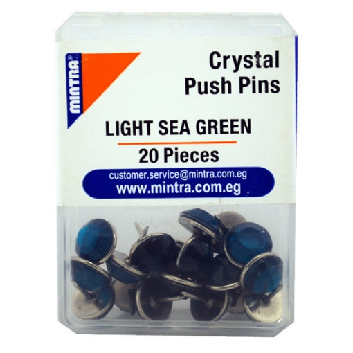 Picture of Mintra Office Pins Plastic Box - Crystal Light Sea Green - 20 Pins Model 95668