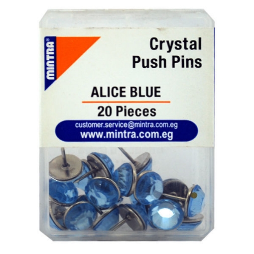 Picture of Mintra Office Pins Plastic Box - Crystal Alice Blue - 20 Pins Model 95664