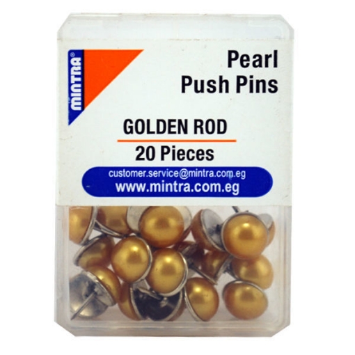 Picture of Mintra Office Pins Plastic Box - Pearl Metallic Gold - 20 Pins Model 95657