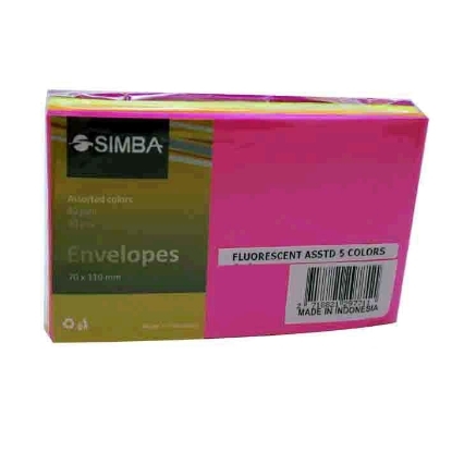 Picture of Pack of 50 Visa Envelopes, Phosphorous Colors, 80 gm, 7 x 11 cm - Simba