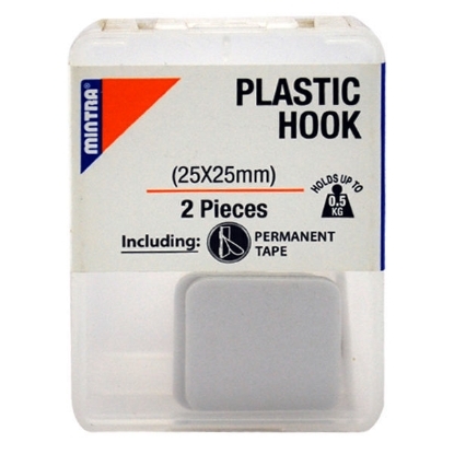 Picture of Plastic Hook 2 Pieces 25*25 mm Holds up to 0.5KG - Mintra