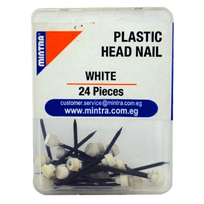 Picture of Plastic Head Nail Pack, White 24 Pieces 50 gm – Mintra 96464