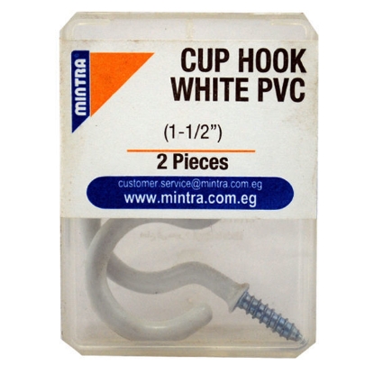 Picture of 2 Plastic Covered Metal Hooks semicircular 1.5 inch, White - Mintra 94465