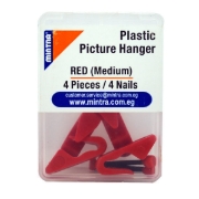 Picture of PLASTIC MIDUM HOOK RED 4 PCS 4 NAILS - Mintra 96458
