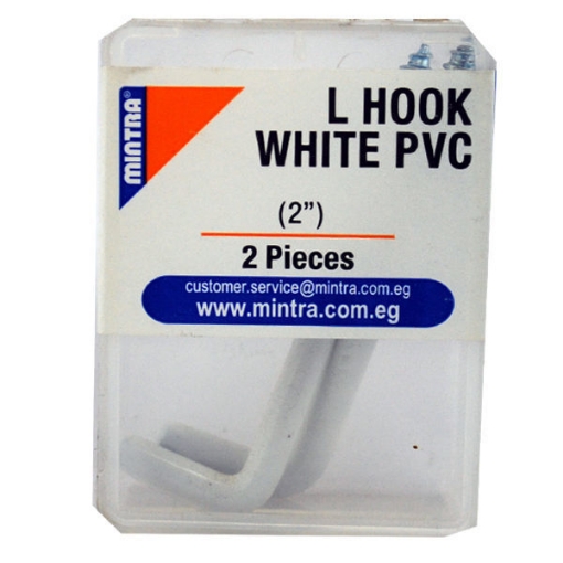 Picture of 2 Plastic Covered Metal Hooks L Shape White - Mintra 94492