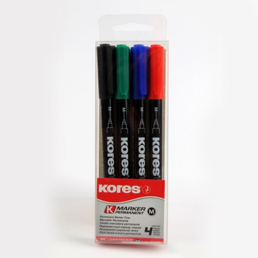 Picture of Marker pen SET FINE Tip 4 COLORS FINE M KORES NO.22140