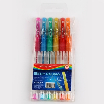 Show details for Gel Pen Set 6 Color Glitter - Key Road KR55748 Picture of Gel Pen Set 6 Color Glitter - Key Road KR55748
