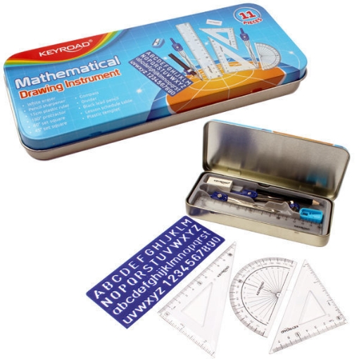 Picture of Math set 11 pcs metal box Keyroad Model KR971708