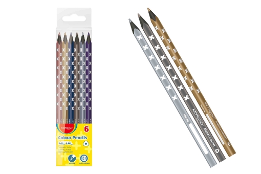 Picture of  Wooden Pencils, Triangle, 6 Metalic Colors, Keyroad Model: KR971869