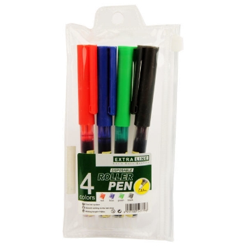 Show details for 4 Pieces Roller Pen Set 0.5 mm Blue, Black, Green, Red - Extra Line C2149 Picture of 4 Pieces Roller Pen Set 0.5 mm Blue, Black, Green, Red - Extra Line C2149