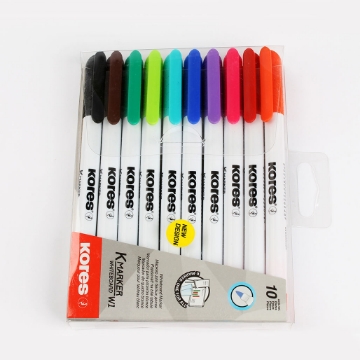 Show details for Whiteboard marker set, thin-tipped, 10 colors, Kores model 22841. Picture of Whiteboard marker set, thin-tipped, 10 colors, Kores model 22841.