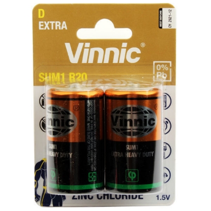 Picture of 2 Zinc Chloride Battery D, Extra Heavy Duty 1.5V - Vinnic SUM1 R20