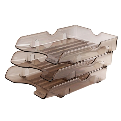Picture of Document Tray - 3 Tiers Set With Risers - Smoke NO:823
