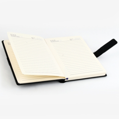 Picture of A5 leather note paper with a laser tongue, black color, size