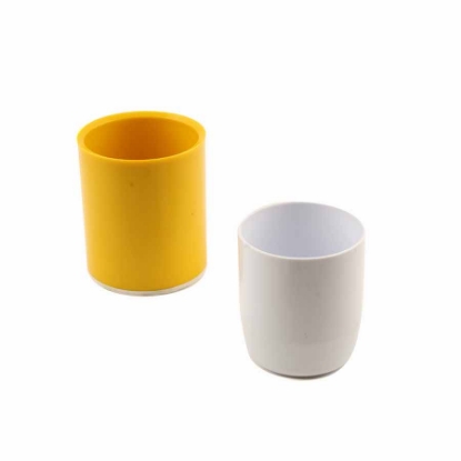Picture of Yellow round plastic Ark pen cup Model 6663