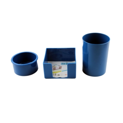 Picture of ARK PAPER HOLDER CUBE + PEN HOLDER CUP + CLIPS BOX SET 3 PCS BLUE MODEL 1300