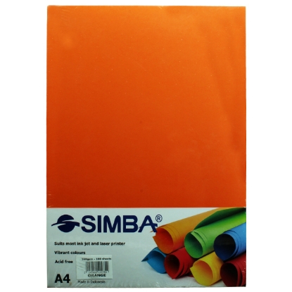 Picture of Orange Copy Paper Pack 160gsm 100 Sheets 4A Simba.