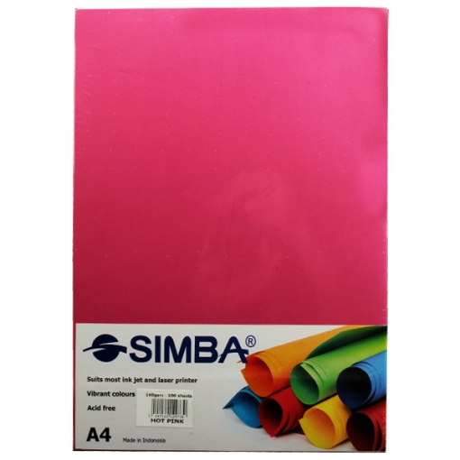 Picture of Simba Pink Copy Paper Pack 160gsm 100 Sheets 4A.