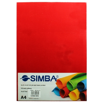 Show details for Red Copy Paper Pack 160gsm 100 Sheets 4A Simba. Picture of Red Copy Paper Pack 160gsm 100 Sheets 4A Simba.