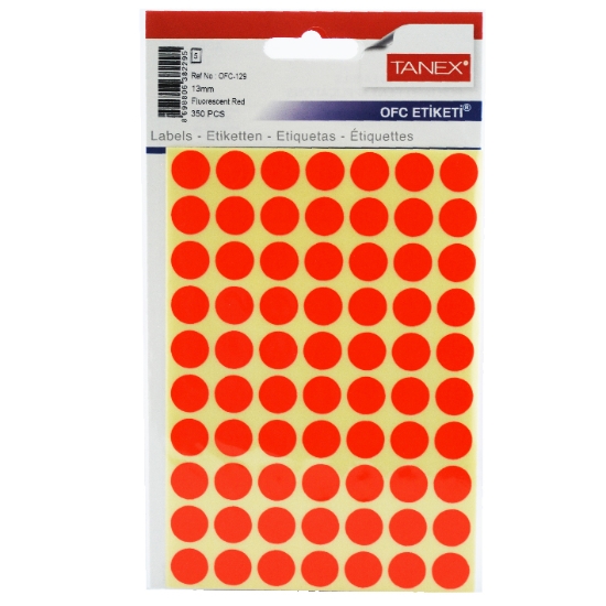 Picture of HANDWRITING LABEL TANEX FUSHCIA ROUNDED 13 MM 5 SHEETS A5 / 70 MODEL OFC-129