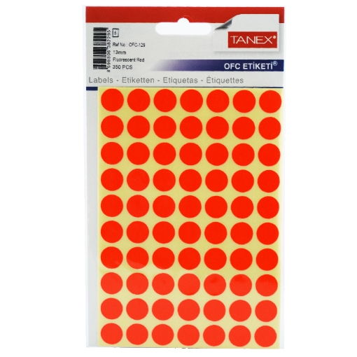 Picture of Yellow Office Labels 5 Sheets Round 13 mm A5/70 - Tanex OFC-129