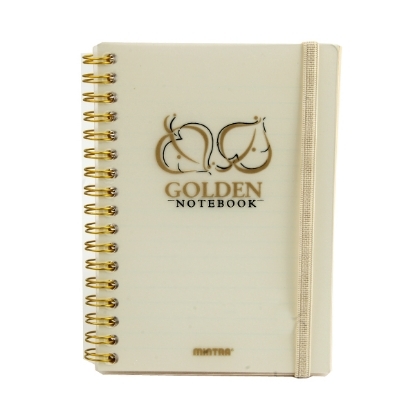 Picture of Wirebound Notebook, Golden A6, 80 Sheets 250 Micron 70 GSM, 10*14.8 cm Transparent Plastic Cover - Mintra