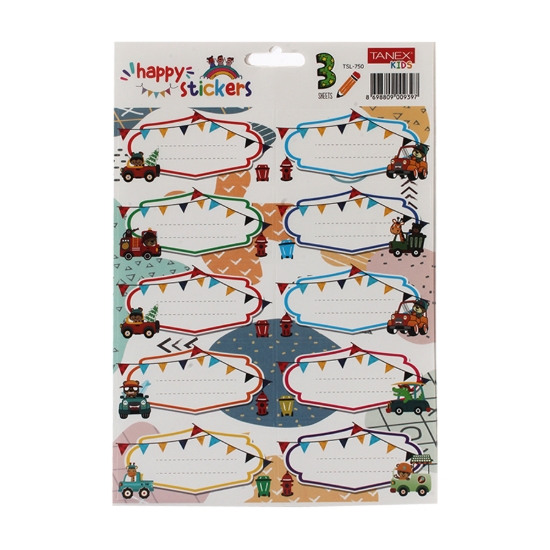 Image de Étiquettes scolaires 10 pièces 3 feuilles Modèle Tanex TSL750