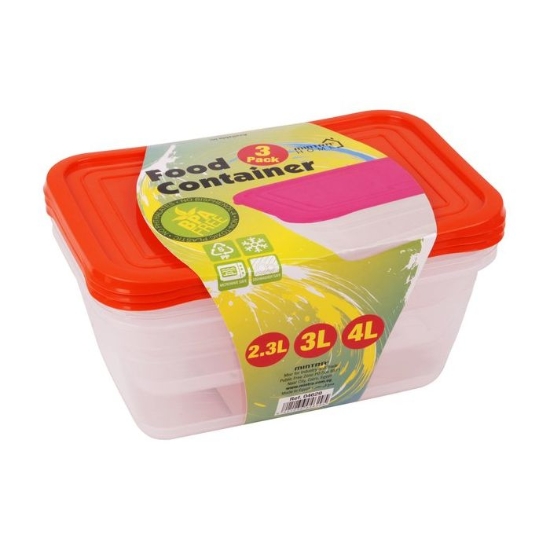 Image de Ensemble de 3 Contenants Rectangulaires pour Aliments 4 Litres - Mintra