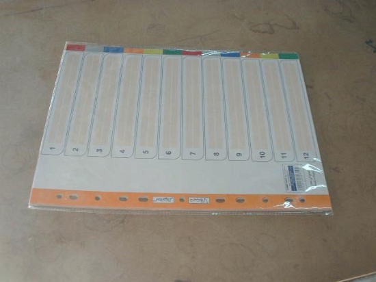 Picture of 12 Color Plastic Tongue Cardboard Dividers - Yassin YA2412