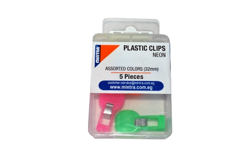 Picture of Mintra Neon Pin Clip Plastic Box - 32mm Fluorescent Colors - Pack of 5 Pins - Model 96946