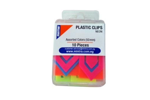 Picture of Plastic Paper Clips, Neon Colors, 50 ml, 10 Pieces - Mintra 95882